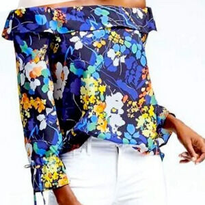 Banana Republic Floral Print Off Shoulder Dillon Blouse, Flowy & Bright, EUC!